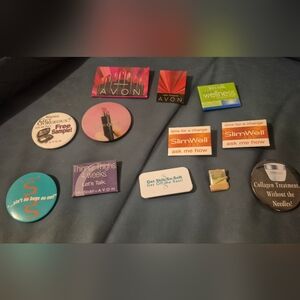 Vintage Avon Promotional Pins Buttons Lot SlimWell Cellu-Sculpt Wellness 2000s